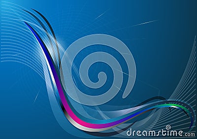Abstract luminescent line with curved waves. Vector Illustration