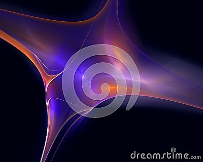 Abstract luminous elastic matter in space. Stretchy violet and orange substance on black background. Stock Photo