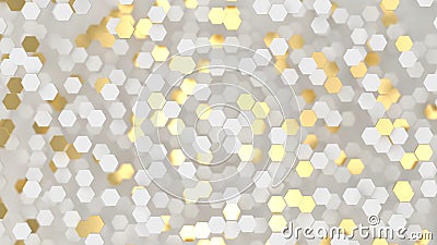 Abstract lux background with white and gold 3d hexagons Cartoon Illustration