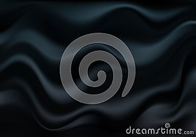 Abstract luxurious background Black wavy fabric draped silky textile Decoration poster, banner Template Design Vector Illustration