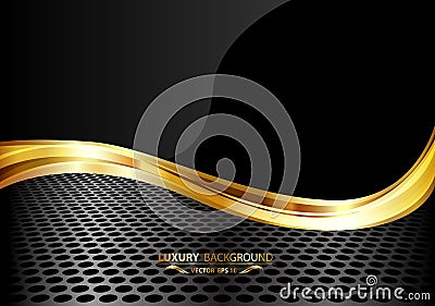 Abstract luxury black gold on metal mesh. Vector Illustration