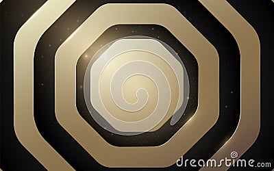 Abstract luxury hexagon lines and gold sparkling light on black background. Vector illustration Vector Illustration