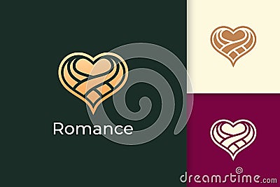 Abstract luxury love logo represent romance or relation with gold color Vector Illustration