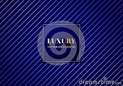 Abstract luxury silver diagonal lines pattern design on dark blue background with metallic banner Vector Illustration