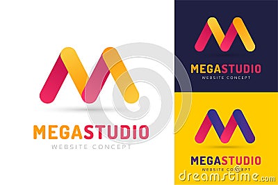 Abstract M letter vector logo icon template Vector Illustration