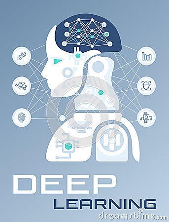 Abstract Machine and Deep Learning, Artificial Intelligence Vector Illustration