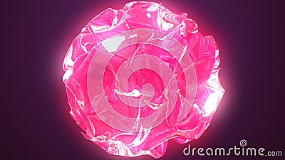 Abstract magic cosmos glowing neon color glowing sphere. 3D rendering. Multi segment chocolate rose. Light pink color multismooth Cartoon Illustration