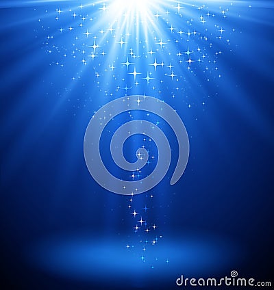 Abstract magic light background. Blue holiday burst Vector Illustration