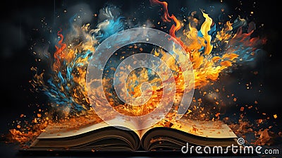 Abstract Magic opened colourful book illustration Cartoon Illustration