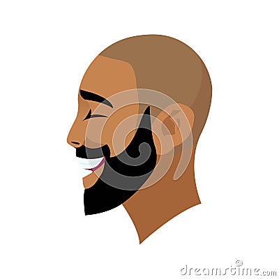 Abstract male portrait, face side view. The face of a smiling bald man with a beard in profile Vector Illustration