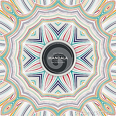 Abstract Mandala background with colorful stylish lines Vector Illustration