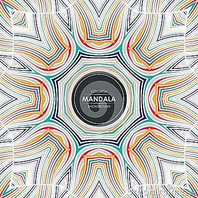 Abstract Mandala background with colorful stylish lines Vector Illustration