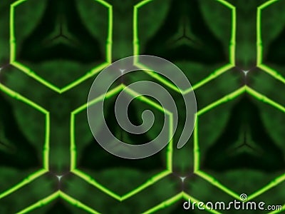 Abstract mandala background green honeycomb Stock Photo