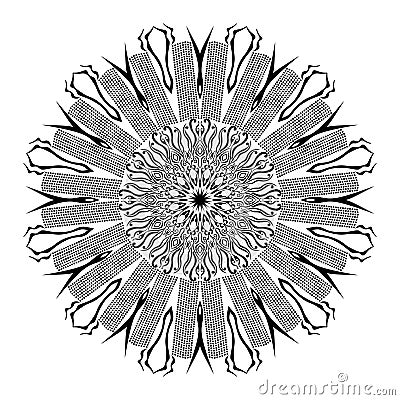 Abstract Mandala Round Circle Floral Ornament Decorative Tattoo Design Indian Culture Rangoli Background Stock Photo