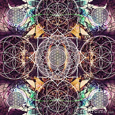 Abstract mandala with sacred geometry Stock Photo