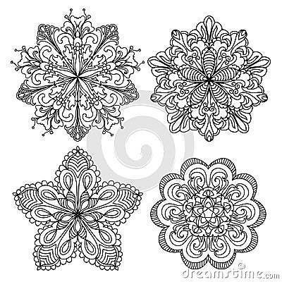 Abstract mandala zentangles set Stock Photo