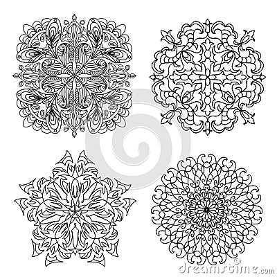 Abstract mandala zentangles set Stock Photo