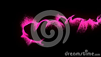 Abstract many flying particles in space, particles move along curve, computer generated abstract background, 3D Stock Photo