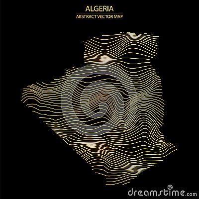 Abstract map of Algeria - vector illustartion of striped gold colored map Vector Illustration