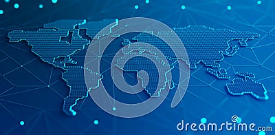 Abstract map of continents. Globalization and geopolitics in high-tech world of future Cartoon Illustration