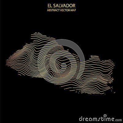 Abstract map of El Salvador - vector illustartion of striped gold colored map Vector Illustration