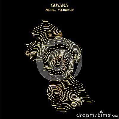 Abstract map of Guyana - vector illustartion of striped gold colored map Vector Illustration