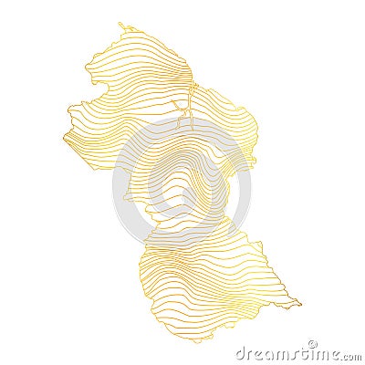 abstract map of Guyana - vector illustration of striped gold colored map Vector Illustration