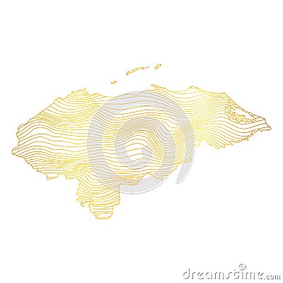 abstract map of Honduras - vector illustration of striped gold colored map Vector Illustration