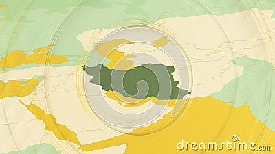 Abstract Map of Iran and Surrounding Regions with Circular Patterns Vector Illustration