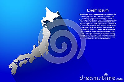 Abstract map of Japan with long shadow on blue background illustration Cartoon Illustration