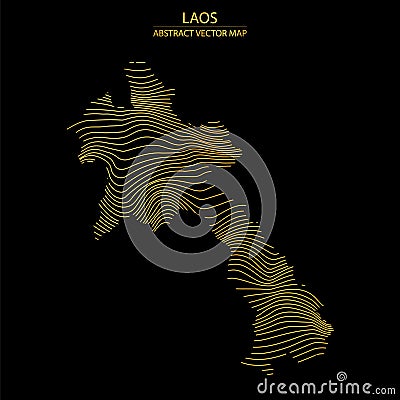 Abstract map of Laos - vector illustartion of striped gold colored map Vector Illustration
