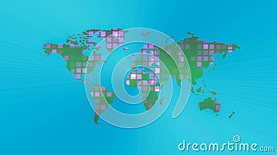 Abstract world map with glowing lines Stock Photo