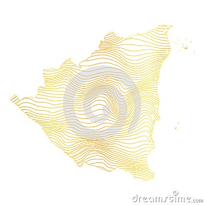 abstract map of Nicaragua - vector illustration of striped gold colored map Vector Illustration