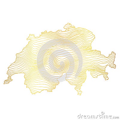 abstract map of Switzerland - vector illustration of striped gold colored map Vector Illustration