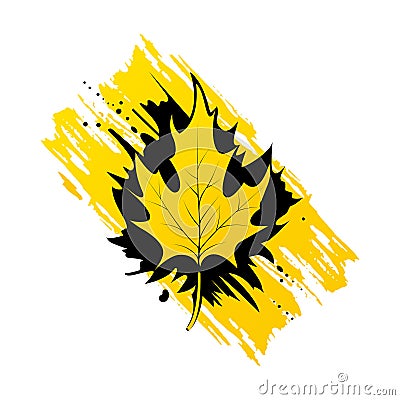 Abstract maple leaf. Colorful yellow autumn leaf. Vector illustration flat design. Vector Illustration