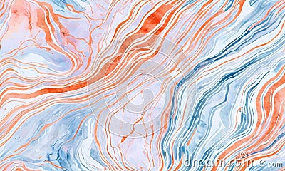 Abstract Marble Fluidity in Coral and Blue Stock Photo