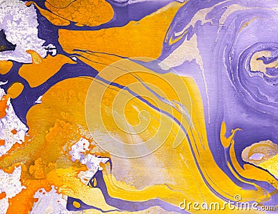 Abstract marble hand painted background in modern art style with fluid free-flowing ink and acrylic painting technique. Stock Photo