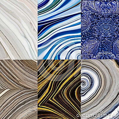 1846 Abstract Marble Textures: A captivating background featuring abstract marble textures with intricate patterns and a mix of Stock Photo