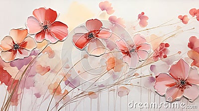 An abstract marbled acrylic painted flower blooms. Generative AI. Stock Photo