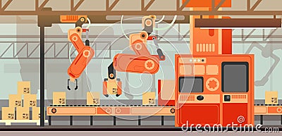 Abstract marketing vector concept with manufacturing assembly production line conveyor belt Vector Illustration