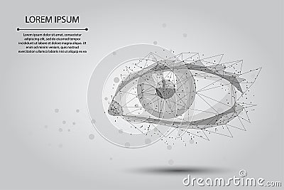 Abstract mash line and point laser vision correction. Low poly human iris modern operation surgery technology Vector Illustration