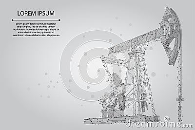 Abstract mash line and point oil well rig. Low poly petroleum fuel industry pumpjack derricks pumping drilling point Vector Illustration