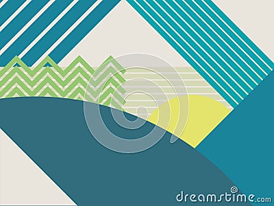 Abstract material design landscape vector background. Mountains and forests polygonal geometric shapes. Vector Illustration