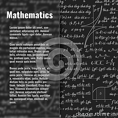 Abstract math background behind matt glass banner Vector Illustration