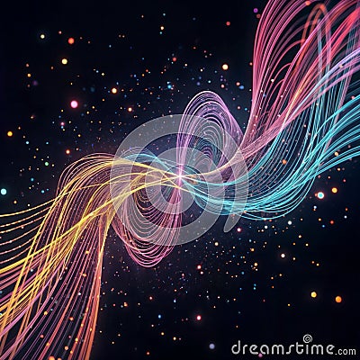 Abstract math neon background. Geometric element, line design, square pattern. Stock Photo