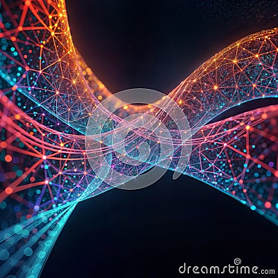 Abstract math neon background. Geometric element, line design, square pattern. Stock Photo
