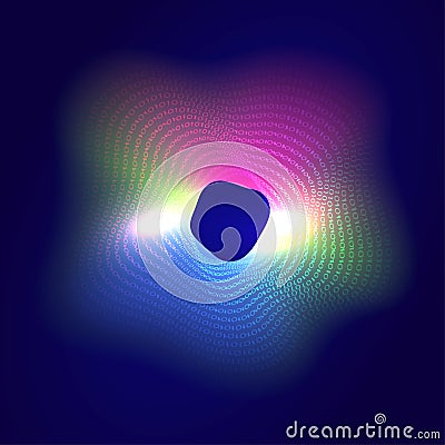 Abstract matrix coding background with colorful wavy structure for futuristic hi-tech technology. Stock Photo