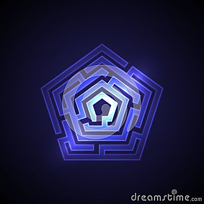 Abstract maze background with glowing light Vector Illustration