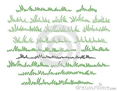 Abstract meadow line with grass. Continuous one line drawing. Nature vector illustration Vector Illustration