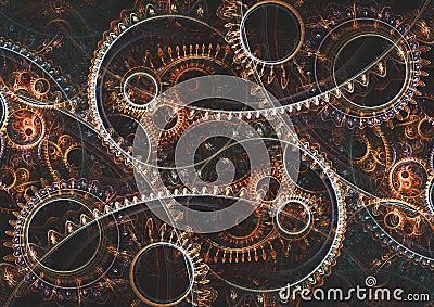 Abstract mechanical background, steampunk fractal Stock Photo